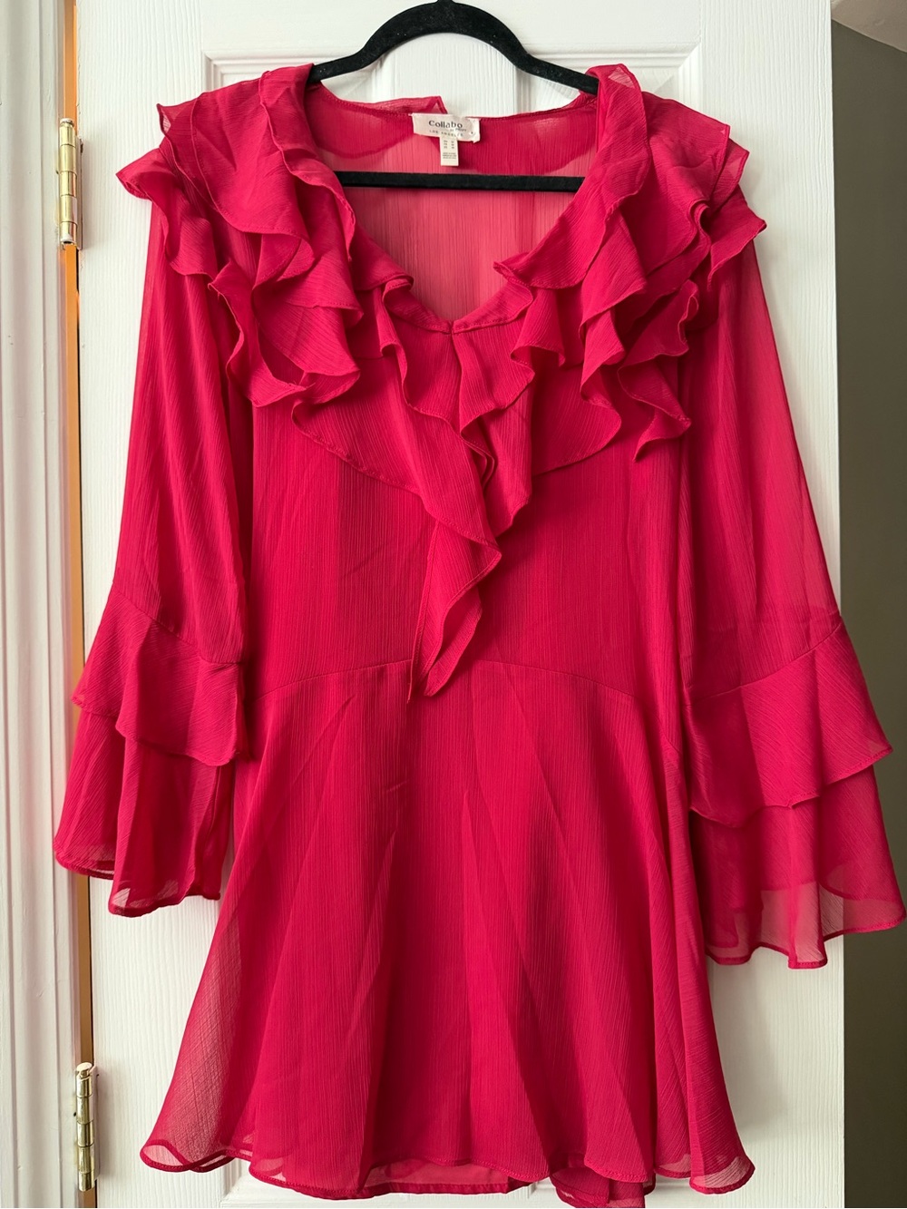 privy Hot Pink Ruffle V-Neck dress
